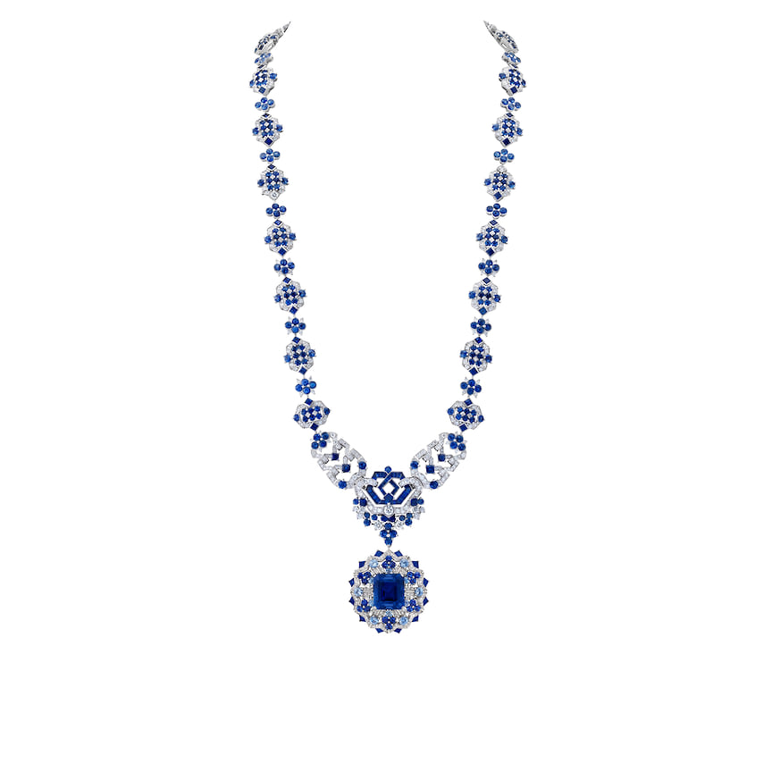 Van Cleef & Arpels, колье-трансформер Verona, белое золото, сапфиры, бриллианты