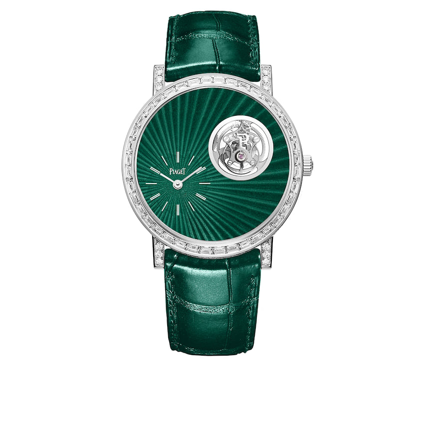 Piaget, часы Altiplano Tourbillon Infinitely Personal, 41 мм, белое золото, бриллианты, ультратонкий механизм с ручным подзаводом, запас хода 48 часов