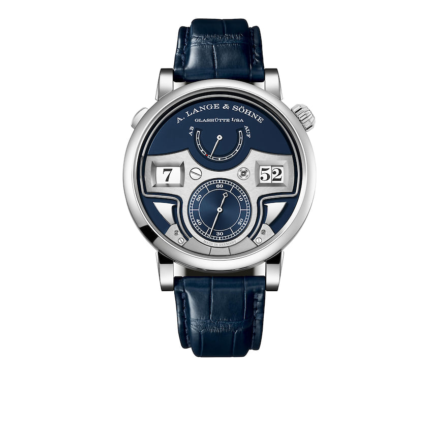 A.Lange & Sohne, часы Zeitwerk Minute Repeater, 44 мм, белое золото, механизм с ручным подзаводом, запас хода 36 часов