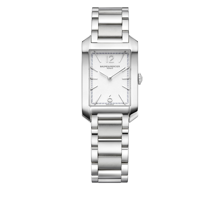 Baume & Mercier, часы Hampton, 35 x 22 мм, сталь, кварцевый механизм, сменный браслет