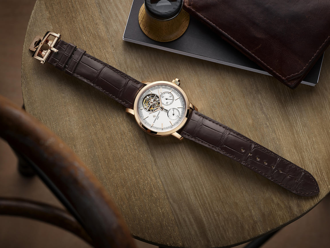 Vacheron Constantin, часы Traditionelle Tourbillon Chronograph, 42 мм, розовое золото, механизм с ручным подзаводом, запас хода 65 часов