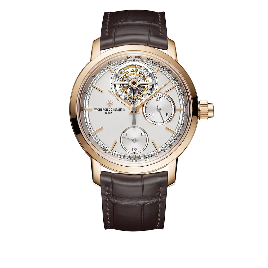 Vacheron Constantin, часы Traditionelle Tourbillon Chronograph, 42 мм, розовое золото, механизм с ручным подзаводом, запас хода 65 часов