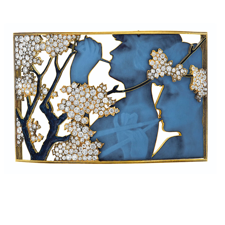 Rene Lalique, брошь, золото, эмаль, бриллианты, около 1900 года 