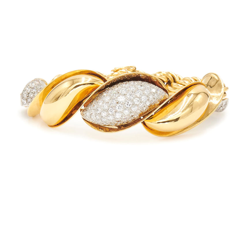 Fred Leighton, браслет Boucheron, золото, платина, бриллианты, около 1940 года 