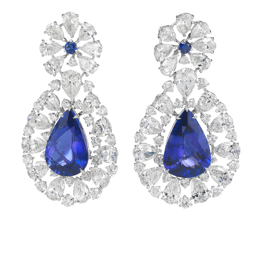 Chopard, серьги Red Carpet, белое золото, танзаниты, бриллианты