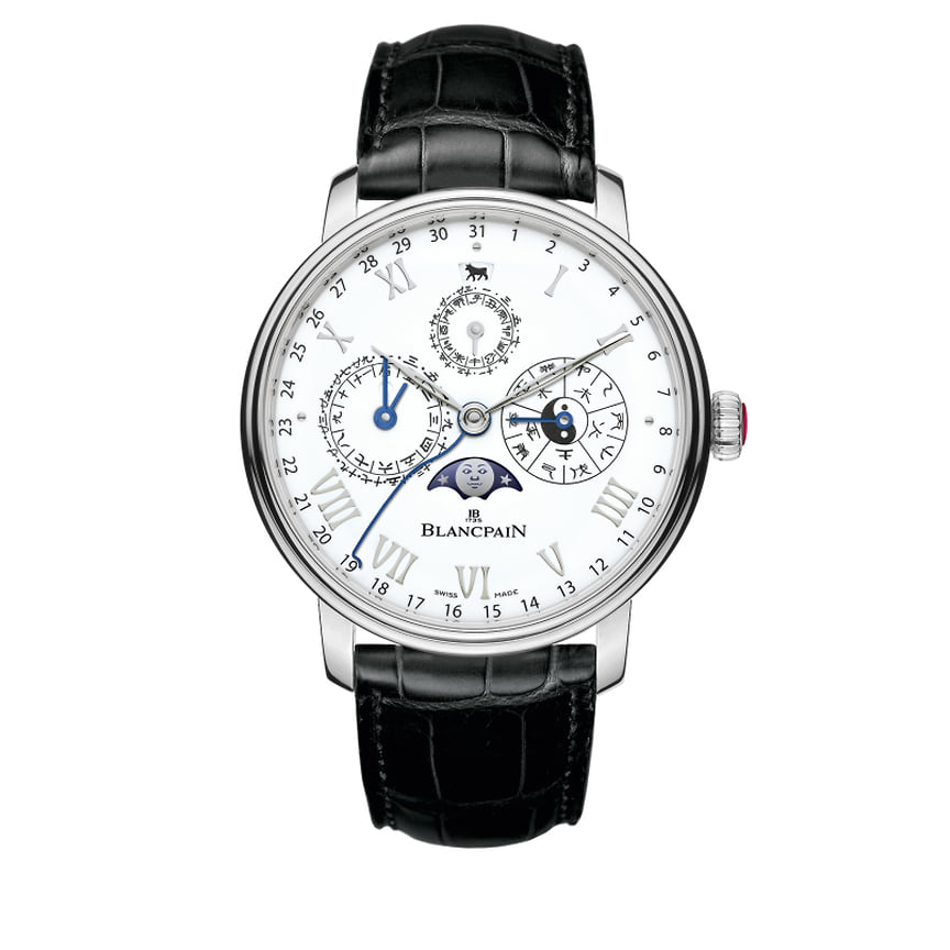 Blancpain, часы Traditional Chinese Calendar, 45 мм, платина, эмаль, механизм с автоматическим подзаводом, ограниченная серия 50 штук 