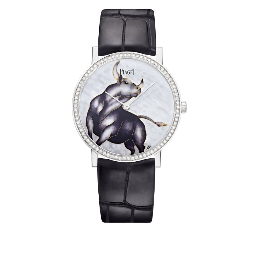 Piaget, часы Altiplano, 36 мм, белое золото, эмаль, бриллианты, механизм с автоматическим подзаводом, ограниченная серия 38 штук 
