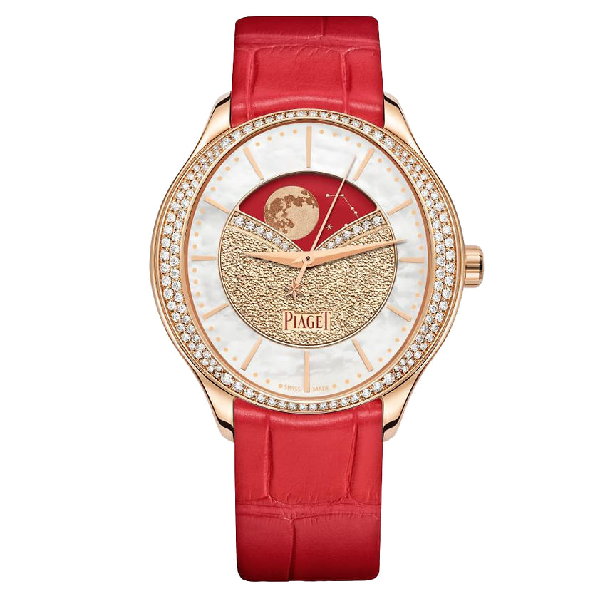 Piaget, часы Limelight Stella Moonphase, 36 мм, розовое золото, перламутр, бриллианты механизм с автоматическим подзаводом 