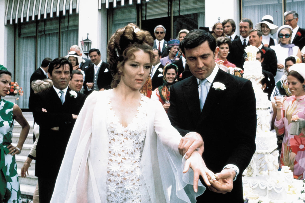 Диана Ригг и Джордж Лэзенби фильме «На службе Ее Величества», 1969 