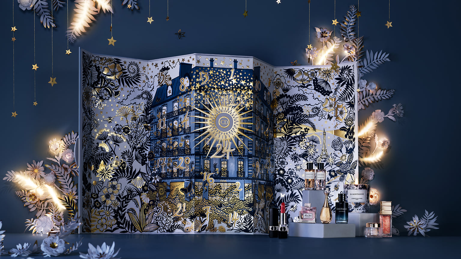 Dior, Xmas Pcd Advent Calendar Int21. Создан Элис Ширли, художником-иллюстратором. Внутри – парфюмы, средства ухода и макияж. 