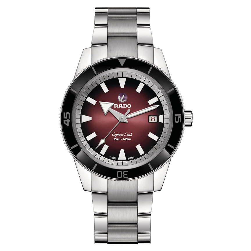 Rado Captain Cook Automatic, водонепроницаемый до 300 м стальной корпус 42 мм, автоматический механизм с запасом хода 80 часов, 183 400 руб.