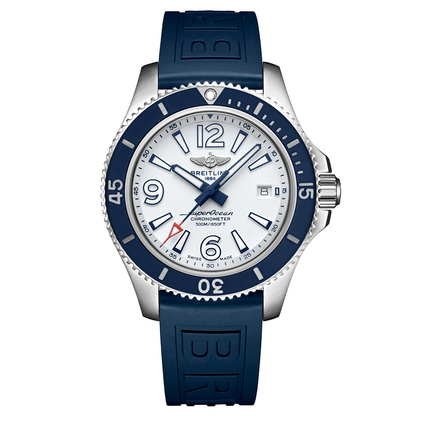 Breitling Superocean Automatic 42, водонепроницаемый до 500 м стальной корпус 42 мм, автоматический механизм с сертификатом хронометра и запасом хода 38 часов, 292 800 руб.