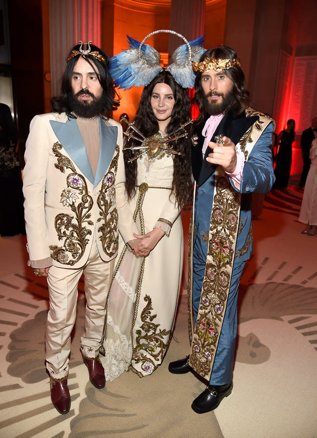 Алессандро Микеле, Лана Деьрей и Джаред Лето, Met Gala 2014 год. 