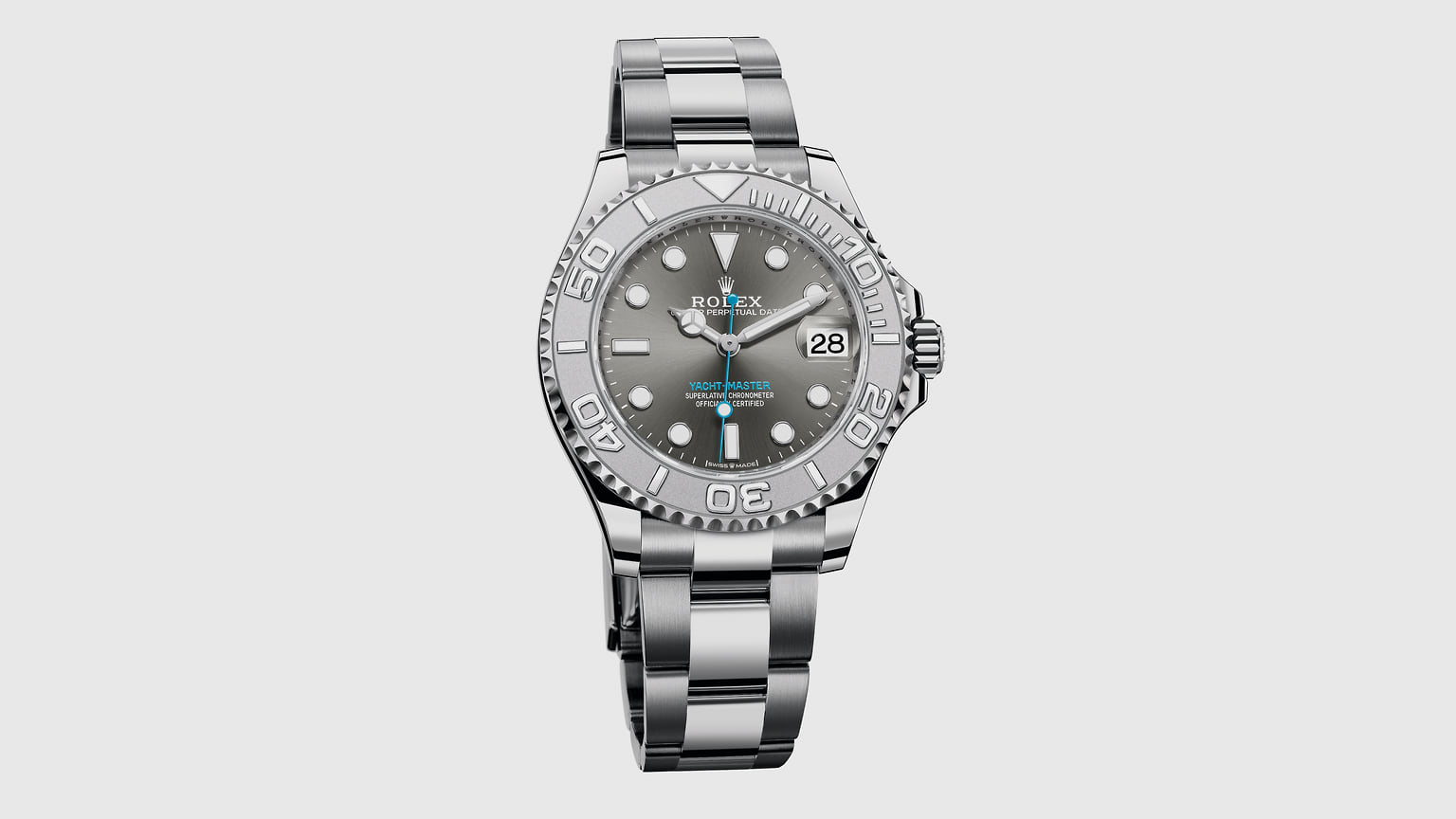 Женские часы Rolex Oyster Perpetual Yacht-Master 37, корпус диаметром 37 мм из нержавеющей стали Oystersteel и платины, мануфактурный автоматический механизм