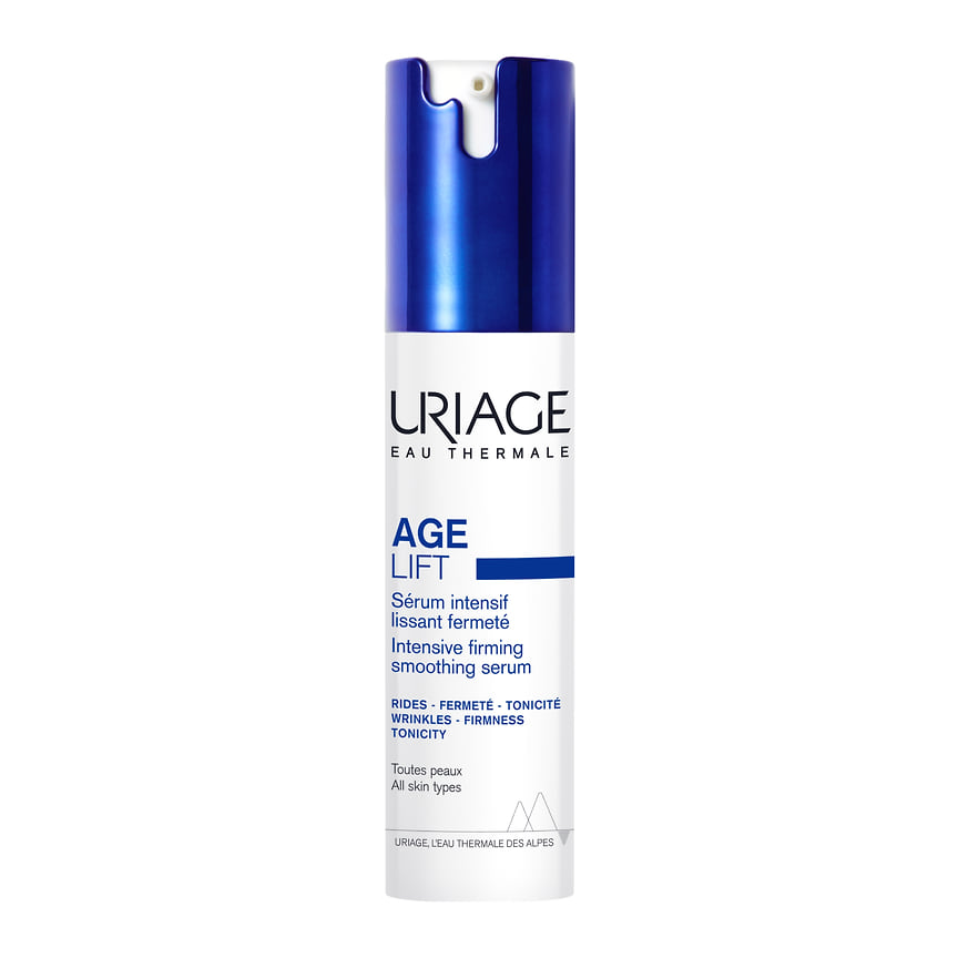 Uriage, интенсивная разглаживающая укрепляющая сыворотка Age Lift. Состав: ретинол, гиалуроновая кислота, витамины C и E, термальная вода из источника в Урьяж-ле-Бен. 