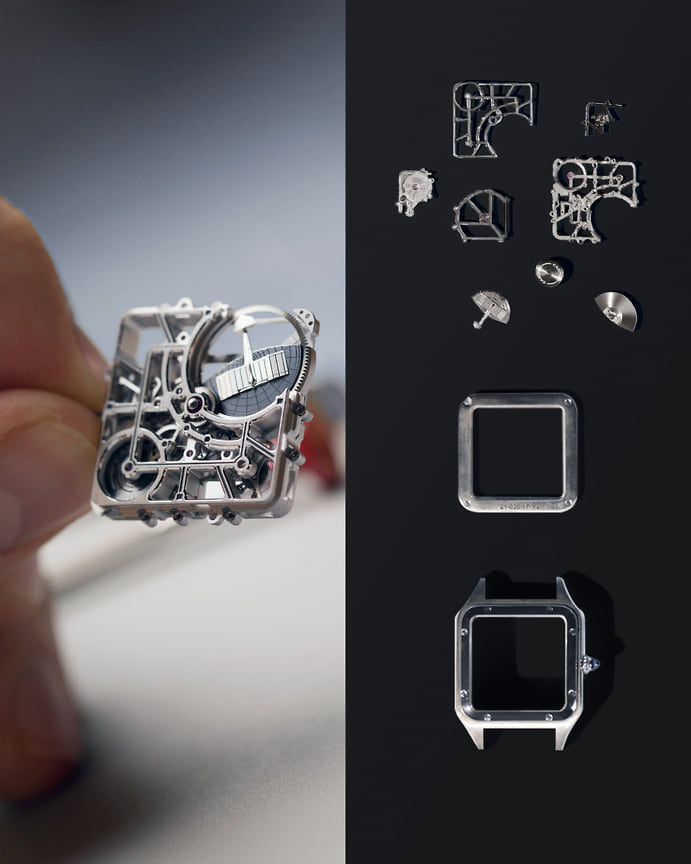 Устройство часов Cartier Santos-Dumont Skeleton Micro-Rotor