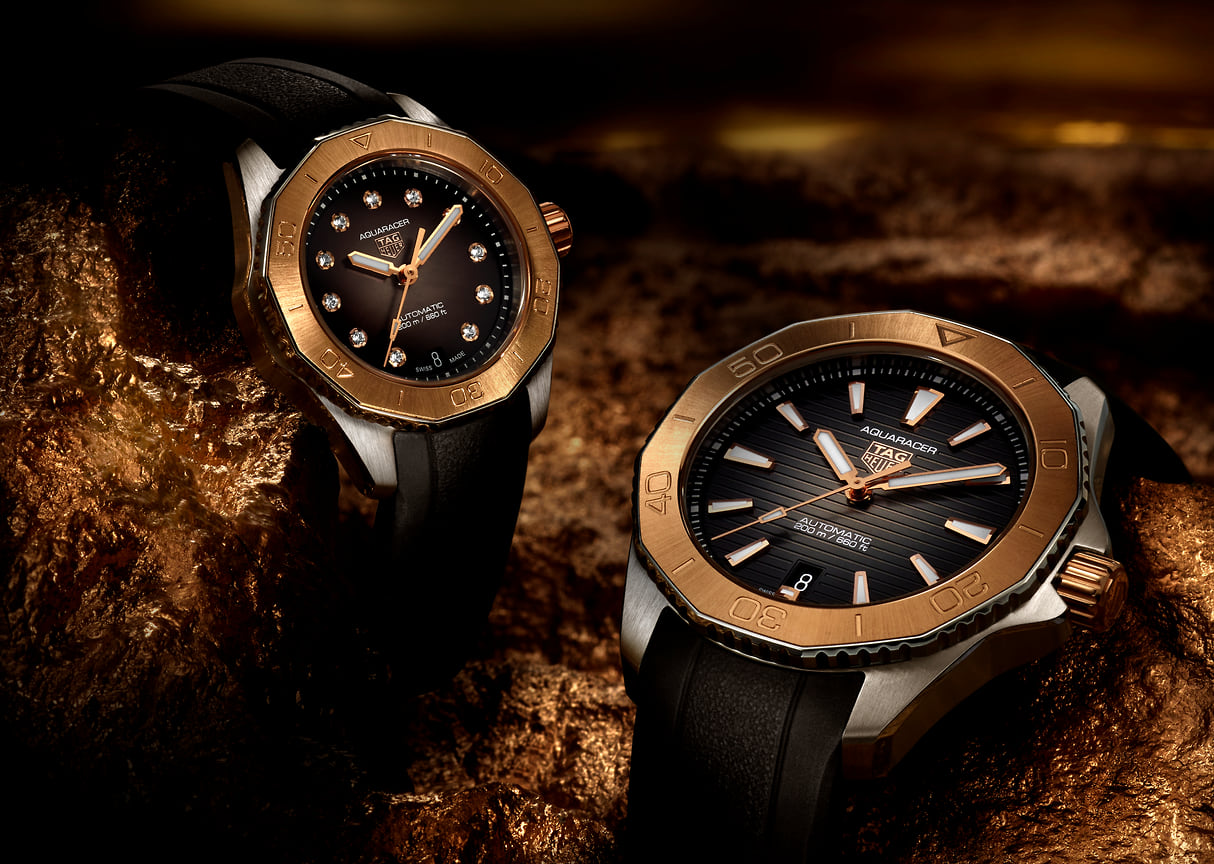 Женская и мужская версии часов TAG Heuer Aquaracer Professional 200 Steel & Gold