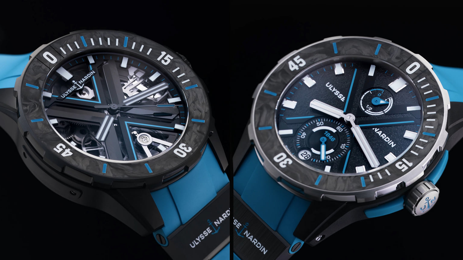 Часы Ulysse Nardin Diver X Skeleton Azure и Diver Net Azure 