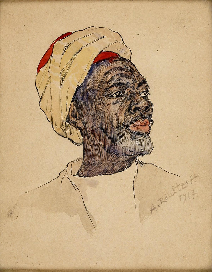 Александр Рубцов, «Голова черного мужчины в тюрбане». 1917. Из коллекции Меди Дусс 