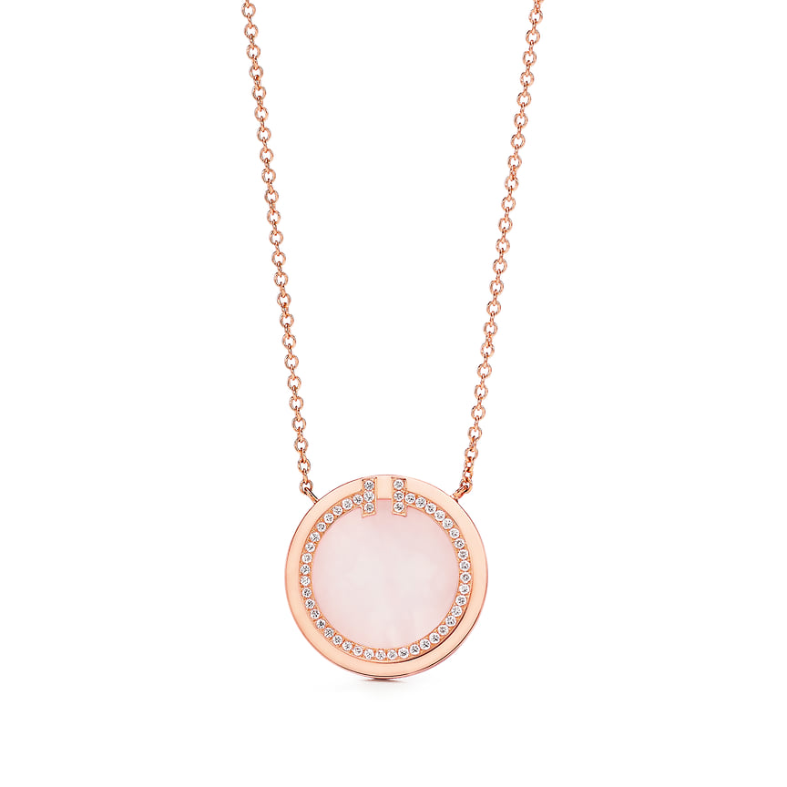 Кулон Tiffany T, розовое золото, бриллианты, розовый опал Tiffany & Co.