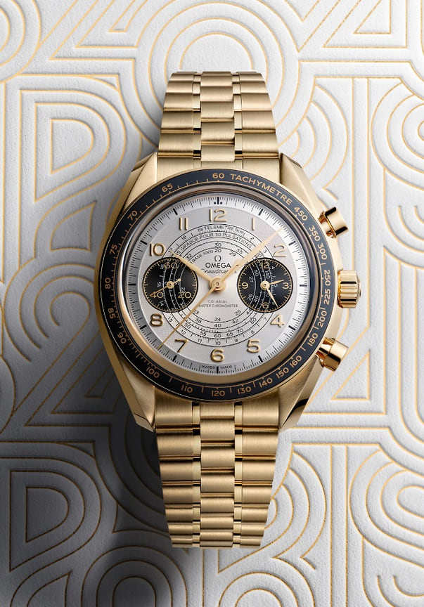 Часы Speedmaster Chronoscope Moonshine, 43 мм, желтое золото 