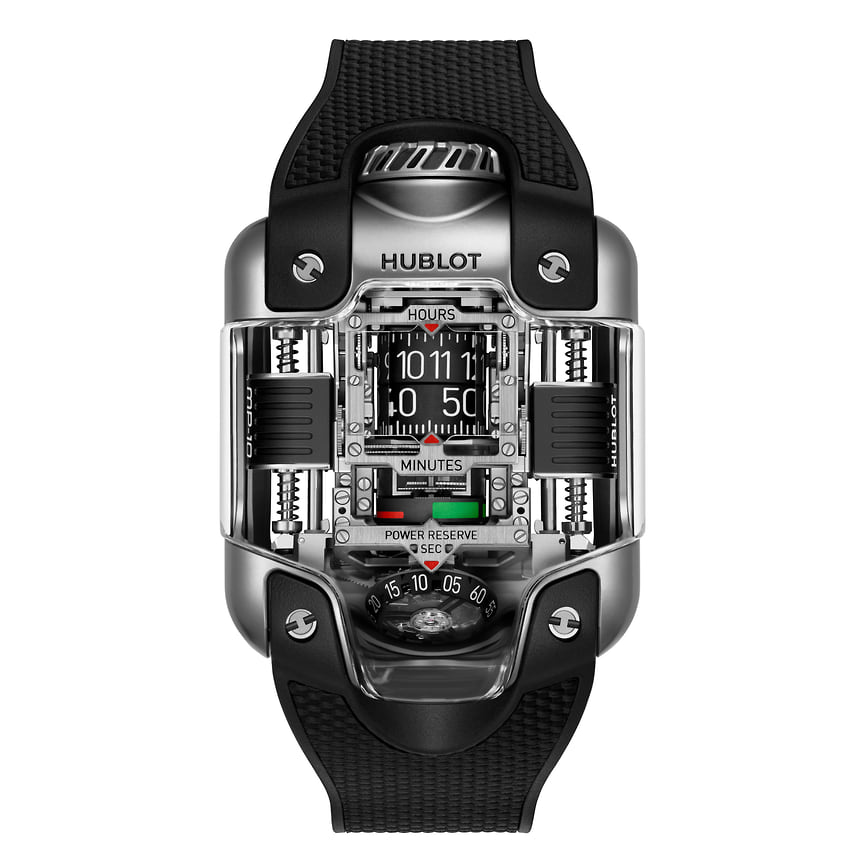 Hublot MP-10 Tourbillon Weight Energy System Titanium, корпус из черненого титана и сапфирового стекла, автоматический механизм с турбийоном и указателем запаса хода, номинация Mechanical Exception, 250 тыс. 