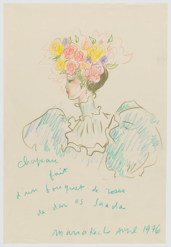 Эскиз женщины в головном уборе с цветами, 1976 год 