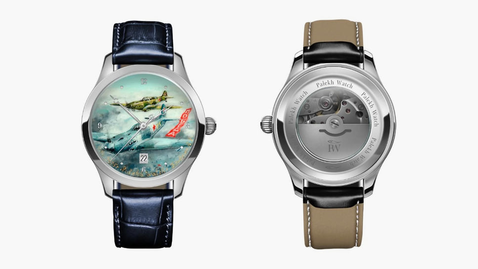 Palekh Watch, «Победа» № 94 (автор росписи на циферблате – А. Бровкин), корпус – сталь 40 мм, автоматический механизм Miyota, цена – 421 тыс. руб.