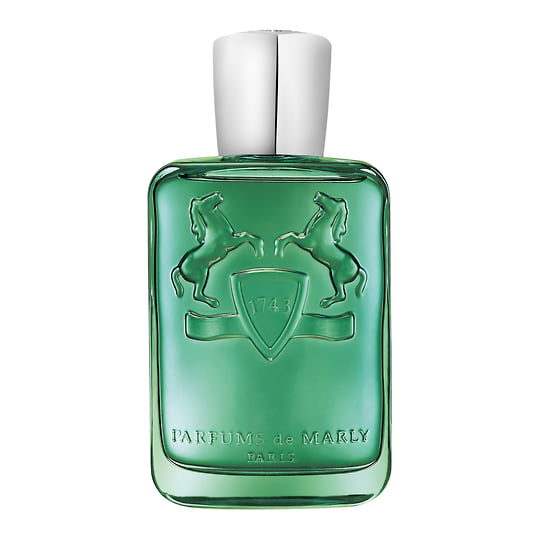 Parfums de Marly Greeley, парфюмерная вода Greenley. Ноты: зеленое яблоко, калабрийский бергамот, мандарин, петитгрейн, кедр, кашмеран, фиалка, дубовый мох, мускус и amberwood