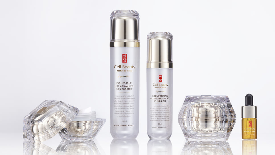 Cell Beauty, линия ля ухода за кожей лица Signature. В составе средств: PDRN, экзосомы, растительные стволовые клетки, церамиды