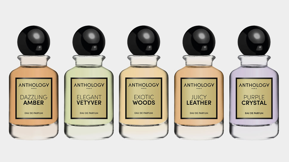 Anthology, коллекция унисекс-ароматов: Exotic Woods, Purple Crystal, Duzzling Amber, Elegant Vetiver, Juicy Leather