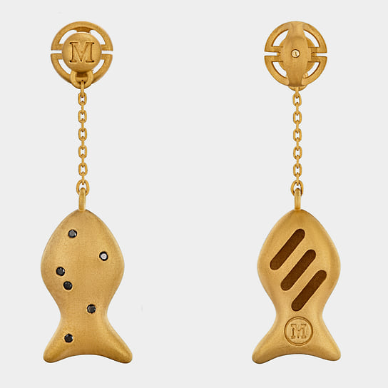 Серьги «Сушечки», серебро, позолота, черные бриллианты, Markin Fine Jewellery, 75 000 руб.