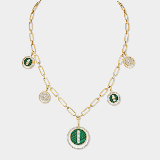 Колье Lucky Move Charm Malachite, желтое золото, бриллианты, малахит, Messika, 2 964 000 руб. (ЦУМ)