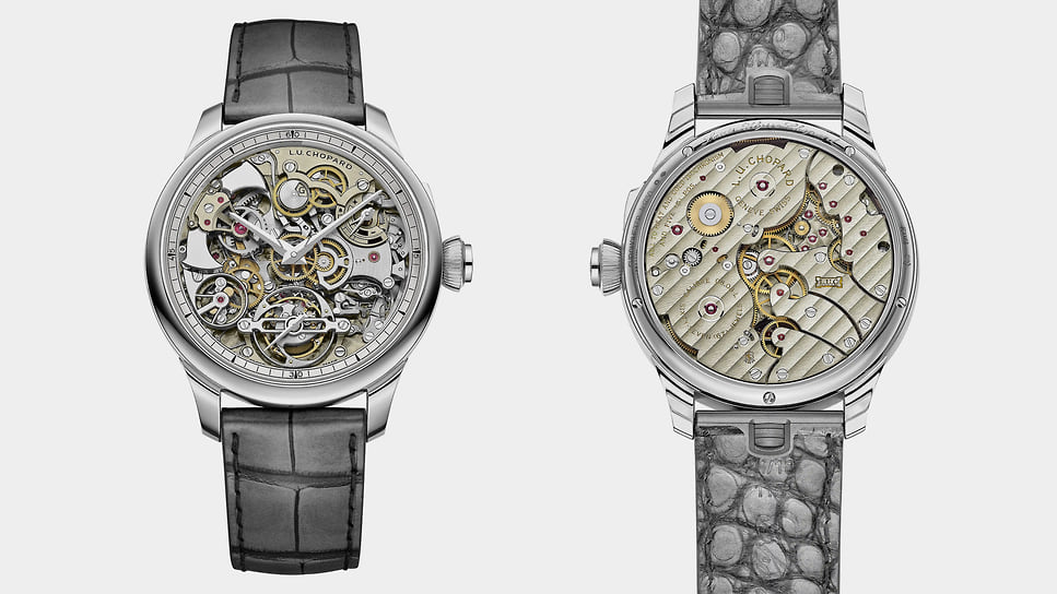 Chopard L. U. C Grand Strike: самые сложные и дорогие часы DWW и самые сложные в истории марки. Мануфактурный механизм с ручным заводом, большим и малым боем, минутным репетиром, турбийоном, сертификатом хронометра и «клеймом Женевы». Корпус диаметром 43 мм — белое золото, выпуск лимитирован возможностями производства, цена — CHF 780 тыс.