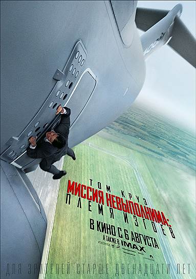 "Миссия невыполнима: Племя изгоев" (2015). Режиссер: Кристофер Маккуорри. В ролях: Том Круз, Джереми Реннер, Саймон Пегг, Ребекка Фергюсон, Винг Реймс, Шон Харрис, Алек Болдуин. Продюсеры: Том Круз, Джей Джей Абрамс, Брайан Берк, Дэвид Эллисон, Дана Голдберг, Дон Грейнджер. Skydance Productions, TC Productions, Bad Robot Productions, Paramount Pictures. США, 131 мин. Бюджет: $150 млн 
