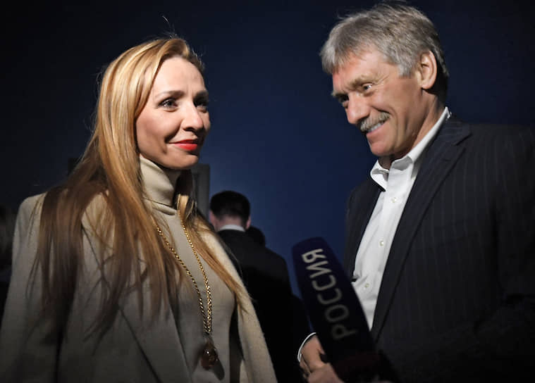 Олимпийская чемпионка по фигурному катанию Татьяна Навка и пресс-секретарь президента России Дмитрий Песков 