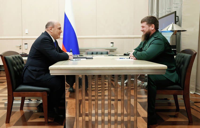 Михаил Мишустин (слева) и Рамзан Кадыров на встрече 3 февраля 