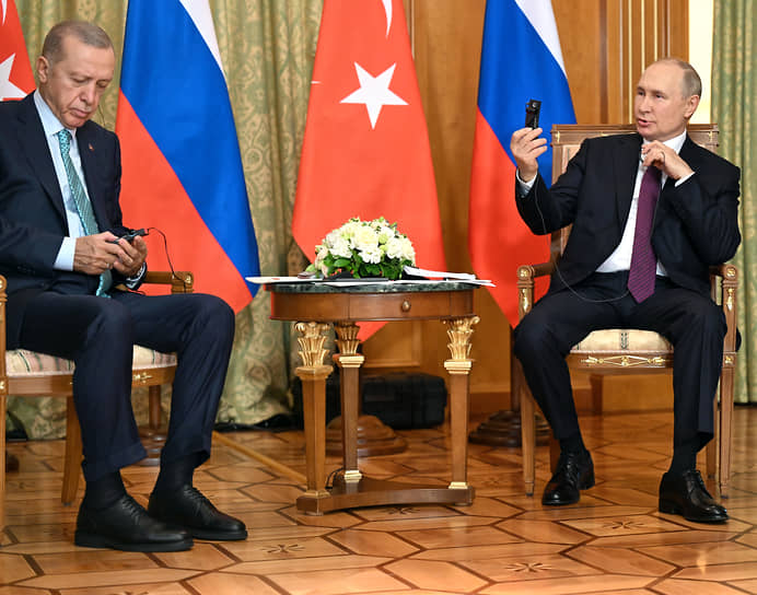 Реджеп Тайип Эрдоган и Владимир Путин в 2023 году