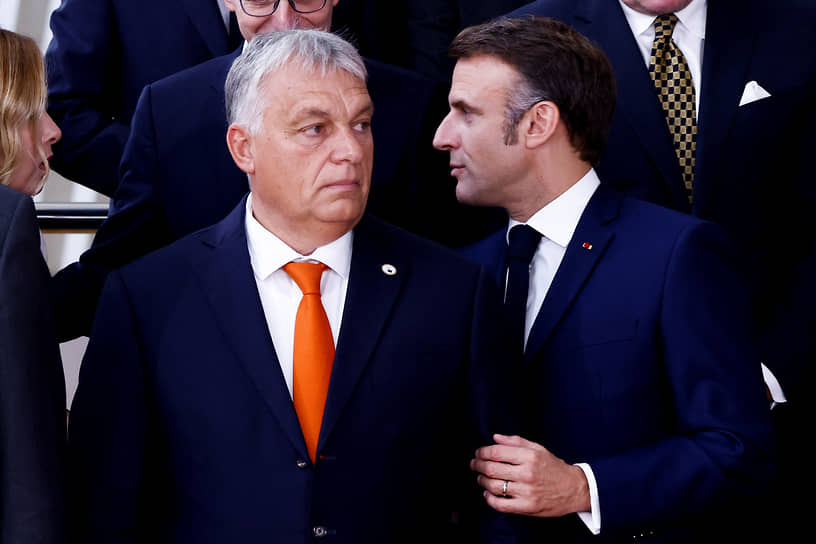 Премьер Венгрии Виктор Орбан и президент Франции Эмманюэль Макрон  