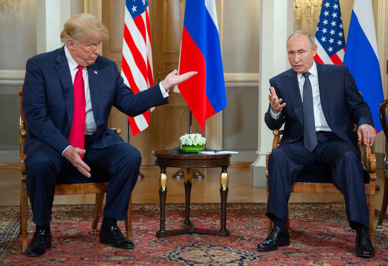 Дональд Трамп и Владимир Путин. Фотография 2018 года