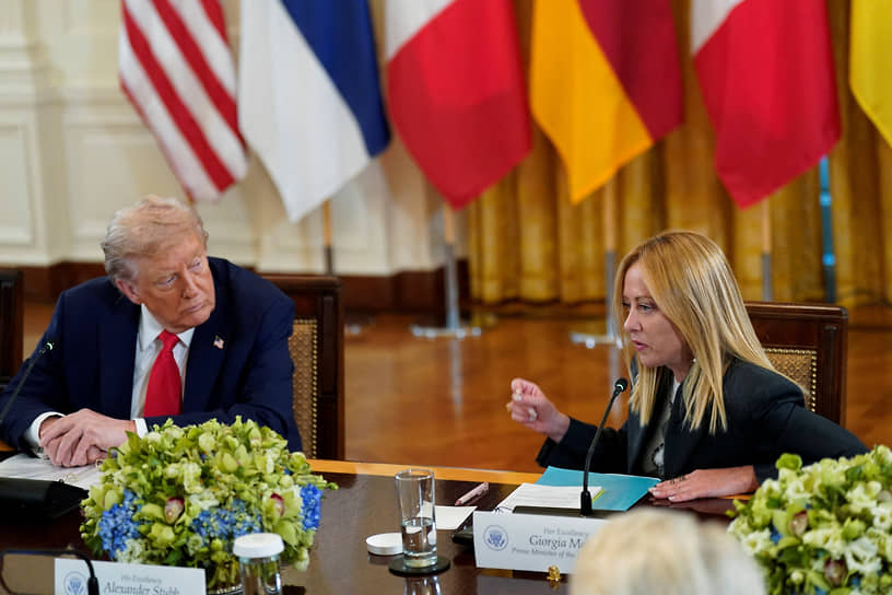 Дональд Трамп и премьер-министр Италии Джорджа Мелони 