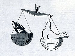 В пользу мира! Рисунок М. Ушаца, "Огонек", 1960 год