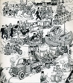 Весенний парад поджигателей войны. Ю. Ганф, "Огонек", 1952 год