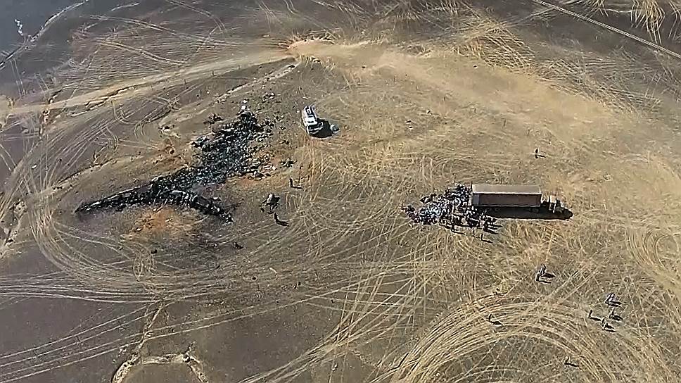 Место крушения российского самолета, заснятое беспилотником