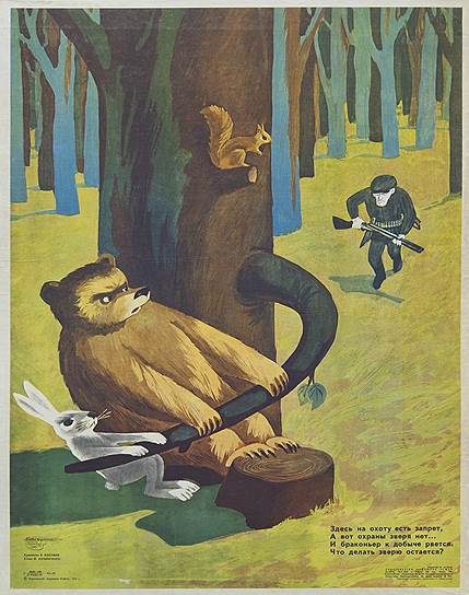 В. Боковня. "Здесь на охоту есть запрет, а вот охраны зверя нет". 1979