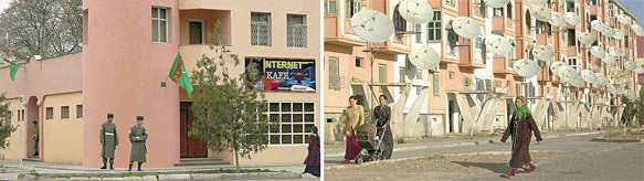 …Но они есть: 8 марта уже почти праздник, интернет-кафе работает, хоть и под охраной, а в мир смотрят тарелки телеантенн