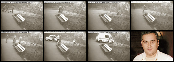 Убийцам Карена Абрамяна (в правом нижнем углу) было невдомек, что их преступление попало в поле зрения камеры наблюдения