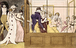 «Гарем в бутике», рисунок времен Директории. Борьбе за свободу любви во Франции столько же лет, сколько и борьбе за чистоту нравов