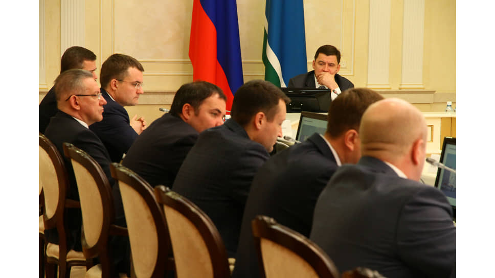 Губернатор Евгений Куйвашев на градостроительном совете в резиденции губернатора Свердловской области. 2016 год