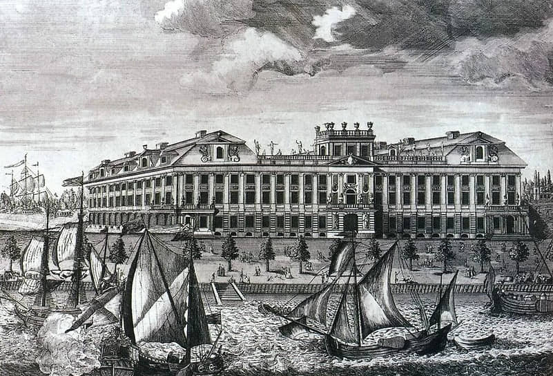 1727 г. Дворец А. Д. Меншикова  в Кронштадте. Гравюра О. Эллигера 